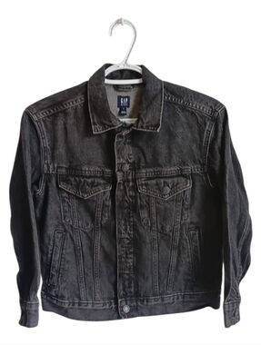GAP Kids  Washed Black Denim Jacket Medium Bikercoke